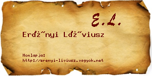 Erényi Líviusz névjegykártya